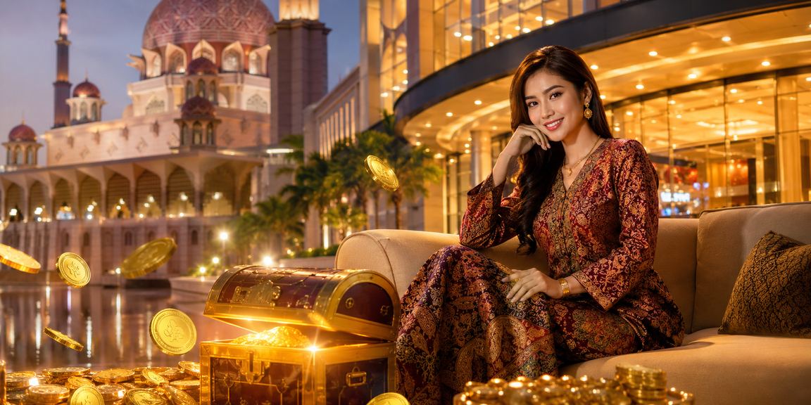 Suasana kasino hiburan dalam talian bergaya batik Malaysia di Putrajaya dengan permainan meja